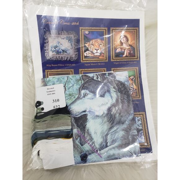 NEW VINTAGE Near North Treasures Cross Stitch Kit Devoted Soulmates Wolf indian - Picture 5 of 6